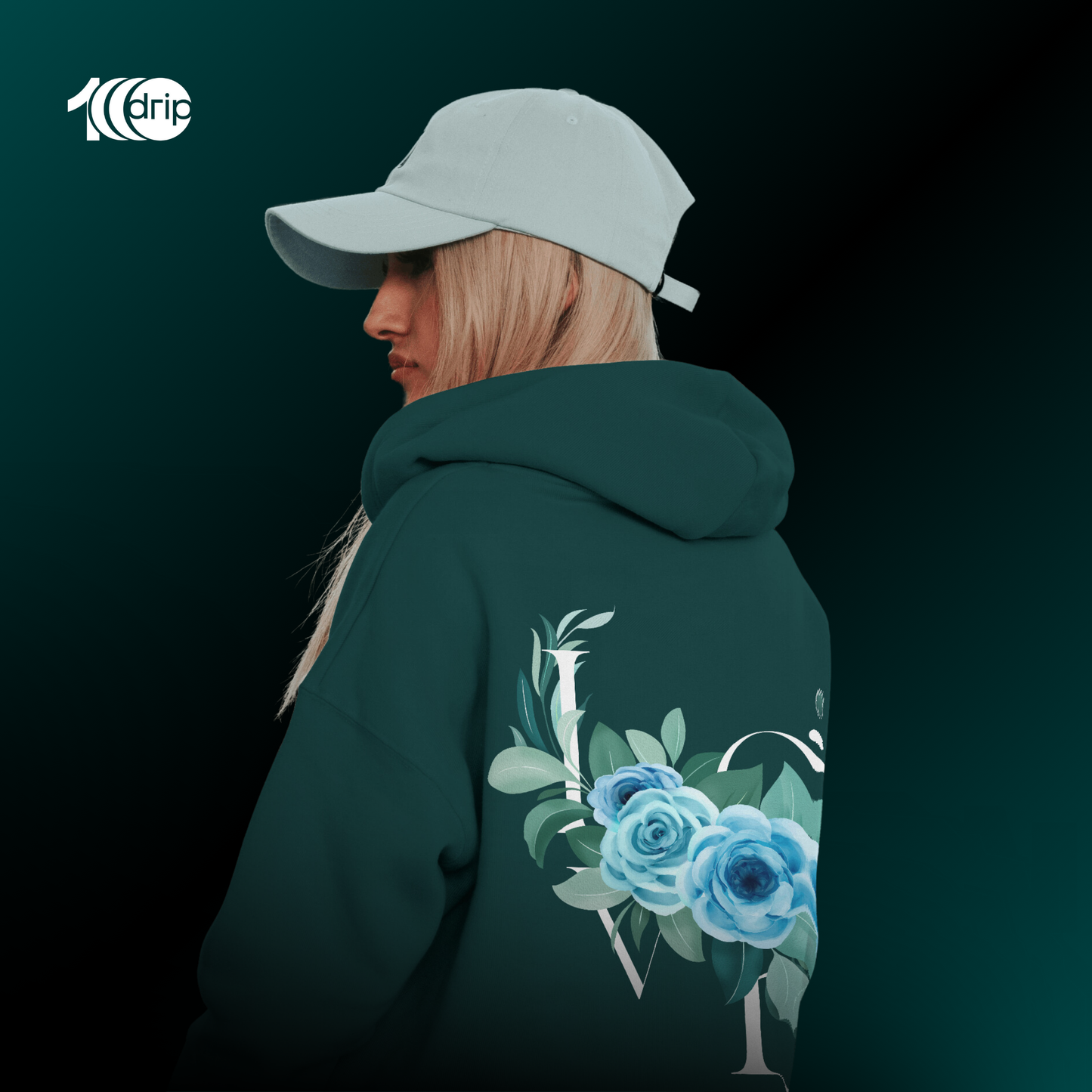 Love Blossom Oversized Hoodie [Teal]