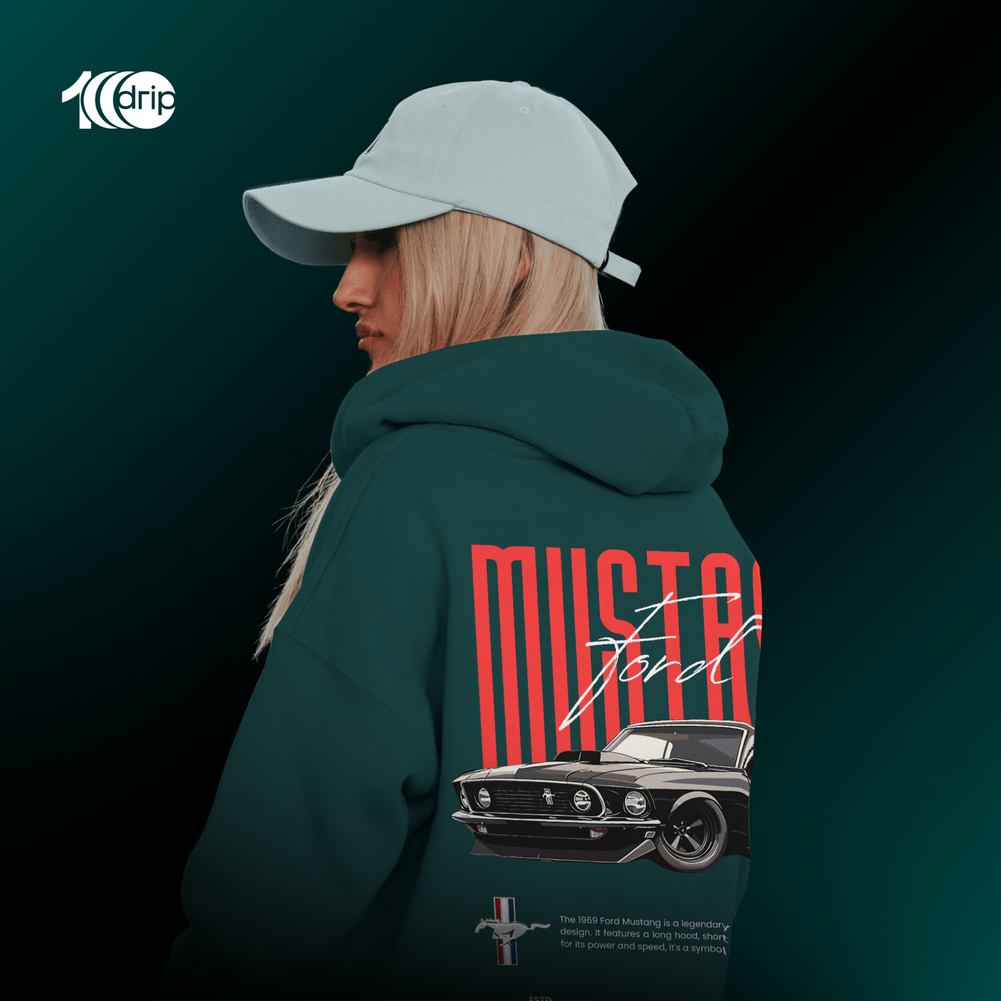 1969 Mustang Oversized Hoodie [Teal]