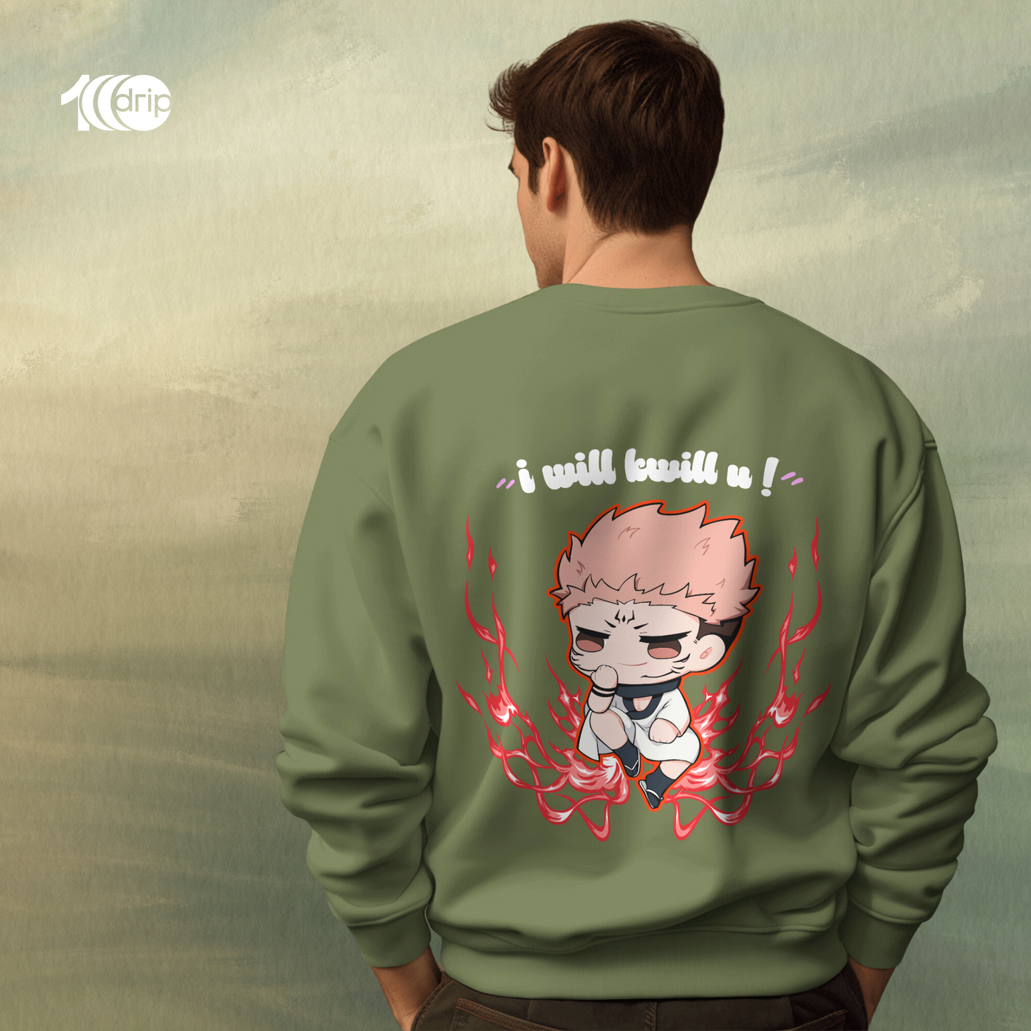 Cute Sukuna Sweatshirt [Olive]