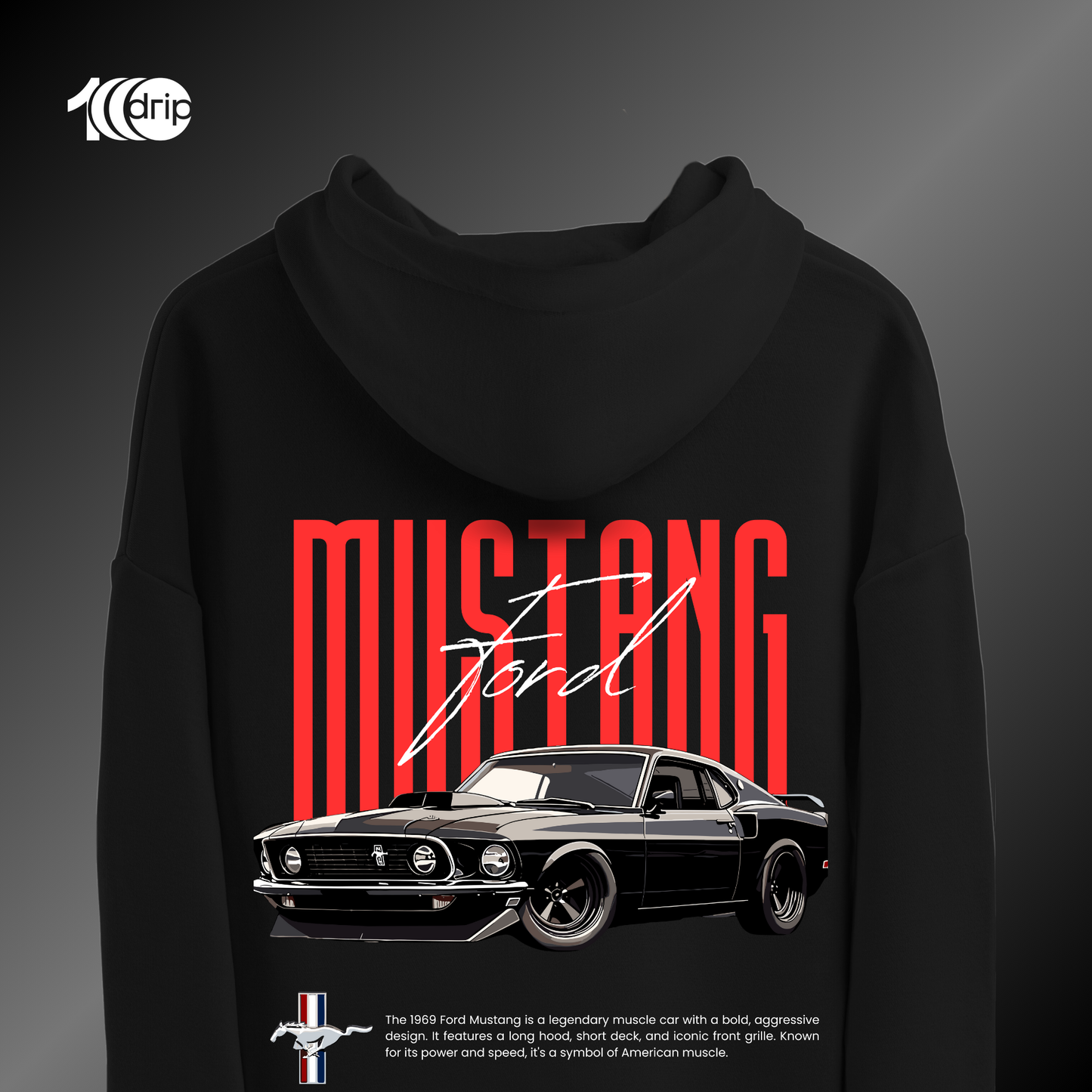 1969 Mustang Oversized Hoodie [Black]