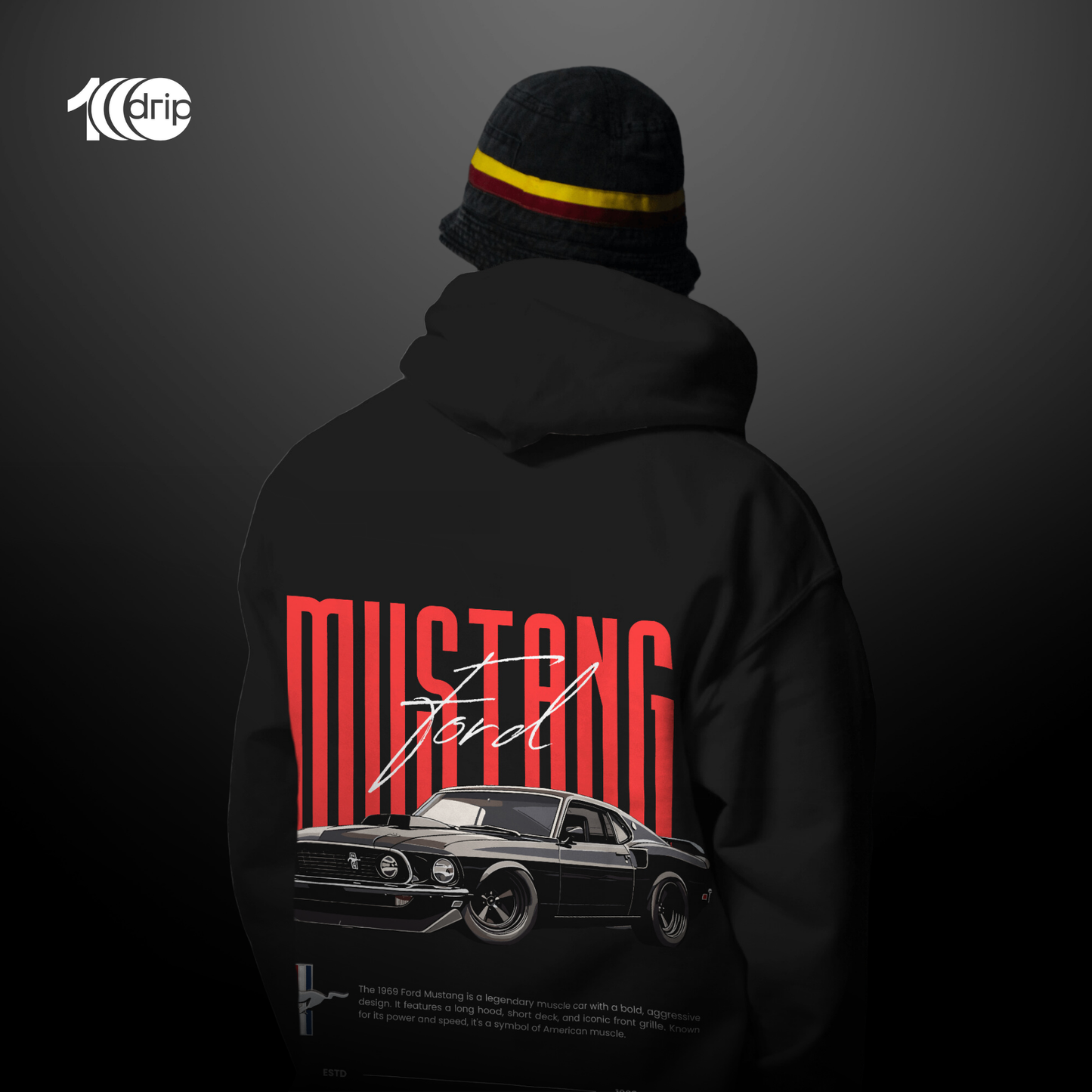 1969 Mustang Oversized Hoodie [Black]