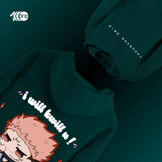 Cute Sukuna Oversized Hoodie [Teal]